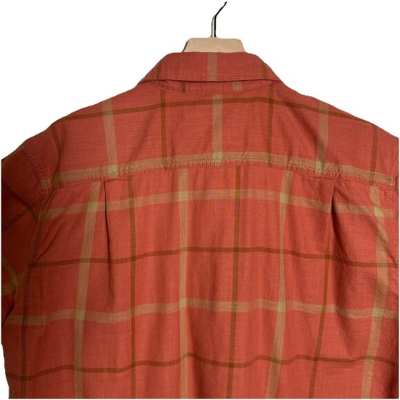 Carhartt Large Relaxed Rugged Flex Button Up Shirt Mens Orange Plaid Workwear - Picture 8 of 14